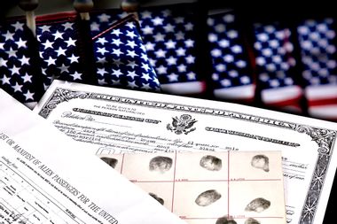 Immigration Documents with US Flags