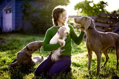 Woman and Dogs