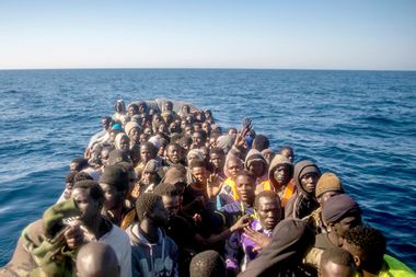 EU Libya Migrants Wait to Be Rescued