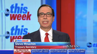 Image for Steve Mnuchin assures rich people their taxes won't be rising at all
