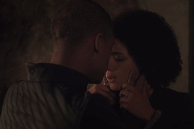 Jacob Anderson as Grey Worm and Nathalie Emmanuel as Missandei in "Game of Thrones"