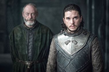 Liam Cunningham and Kit Harington in "Game of Thrones"