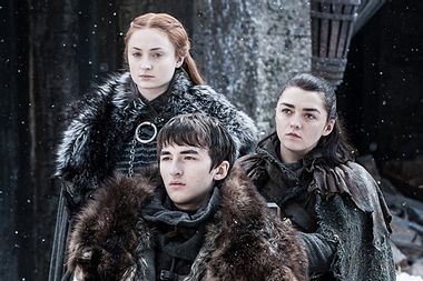 Sophie Turner, Isaac Hempstead Wright, and Maisie Williams in "Game of Thrones"