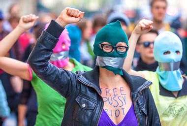 Supporters of the Russian punk band 'Pussy Riot