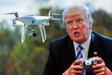 Trump pilotting a drone.