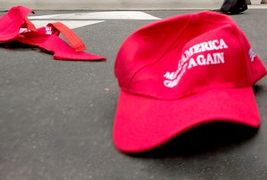 Make America Great Again Hats on Ground