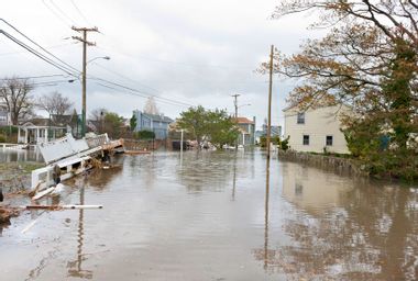 A flooded street after Hurricane Sandy.