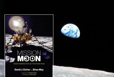 Earthrise; "Mission Moon 3-D: Reliving the Great Space Race" by Brian May and David J. Eicher