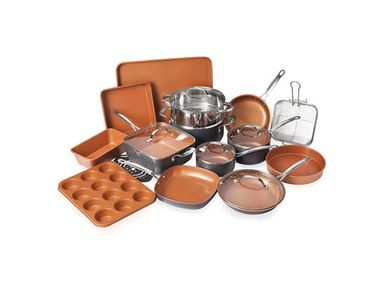 Image for Prepare healthier food with this 20-piece nonstick cookware