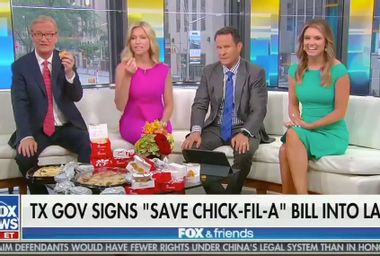Image for While eating Chick-fil-A, Fox News hosts praise Texas governor for signing religious freedom bill