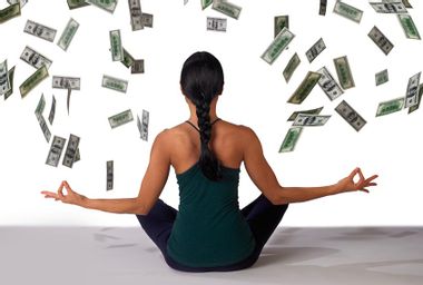 Money Raining On Yoga Instructor
