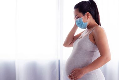 Pregnant Woman Wearing Medical Face Mask