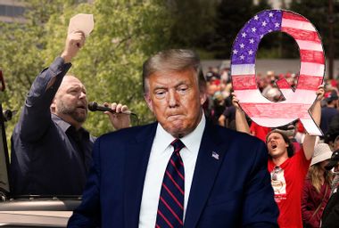 Donald Trump; Alex Jones; QAnon Supporter