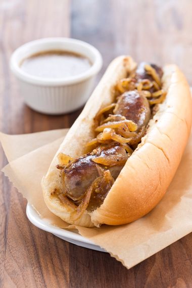 Image for This beer brats with onion and mustard makes for the best Game Day meal