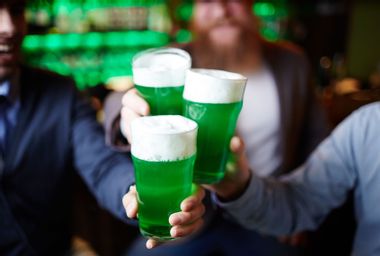 Toasting with green beer