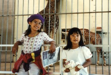 A childhood photo of the author and her sister