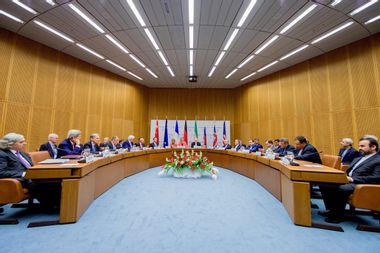 US Secretary of State John Kerry attends an Iran nuclear meeting alongside world leaders in Vienna, Austria.