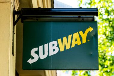Subway logo on their restaurant sign