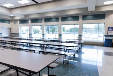 Empty school cafeteria