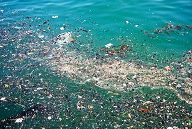 Trash in the ocean water