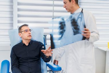 Patient speaking with doctor about scans