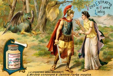 Medea gives the magic herb to Jason