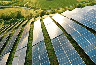 Solar panels on the green hills