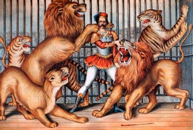 Lion tamer on a circus poster