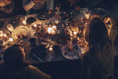 Family during Thanksgiving dinner