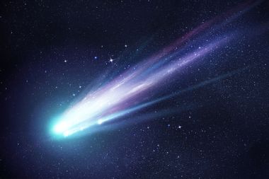 A bright comet with large dust and gas trails