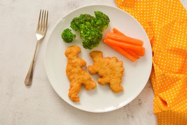 Dinosaur shaped chicken nuggets