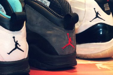 Part of Taka Okuba's Nike Air Jordan and Air Max shoe collection.
