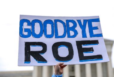Protest sign displays "Goodbye Roe"