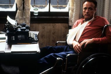 James Caan in a wheelchair in a scene from the film 'Misery', 1990