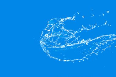 Water on a blue background