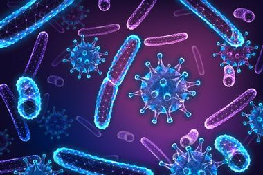 bacilli bacteria and flu virus cells