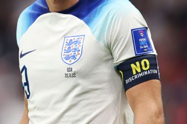 A player wearing a No Discrimination Captains armband during the FIFA World Cup Qatar 2022
