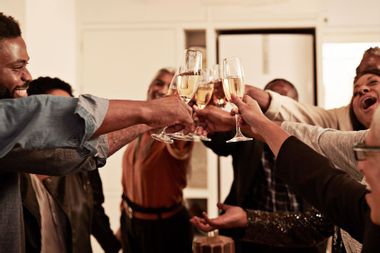 Toasting champagne flutes during a celebration
