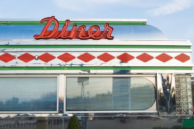 Diner Sign in Red Neon