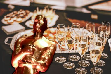 Oscar statue; Canapes and champagne
