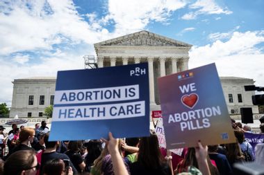 Demonstrators rally in support of abortion rights at the US Supreme Court in Washington, DC