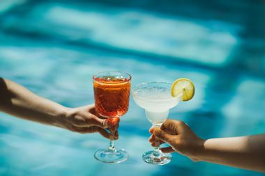 Toasting Spritz and Margarita cocktails