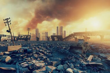 Ruins of a city, apocalyptic landscape
