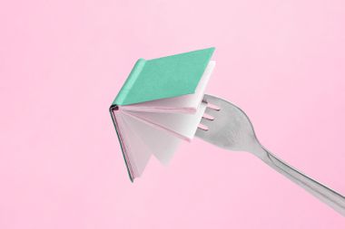 Fork stuck in a tiny book