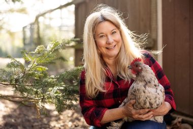 Lisa Steele with chicken