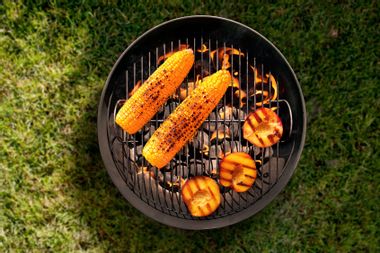 Grilling Corn and Peaches