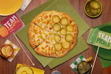Pineapple and pickle pizza