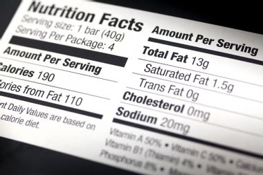 A nutritional label