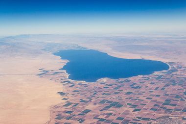 The aerial view of Salton sea in California, USA