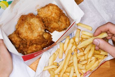 Fast Food, Fried Chicken And French Fries